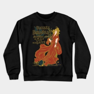 Simplified French Art Nouveau Advertising Poster, Spanish Maja Blesses Espagnols Crewneck Sweatshirt